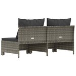 vidaXL Canapé de jardin 2 places avec coussins Gris Résine tressée
