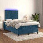 vidaXL Sommier à lattes de lit matelas et LED Bleu foncé 120x200 cm