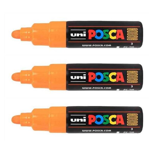 Marqueur pointe large conique PC7M O Orange x 3 POSCA