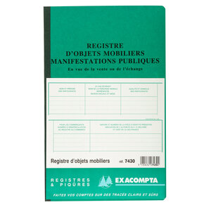 Piqûre 32x19 5cm - Registre des manifestations publiques 80pages EXACOMPTA