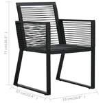 vidaXL Chaises de jardin 4 Pièces Corde en rotin Noir