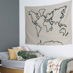 Carte du monde murale en coton beige 120 x 160 cm