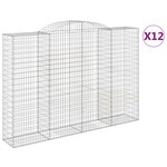 vidaXL Paniers à gabions arqués 12 Pièces 300x50x200/220 cm Fer galvanisé
