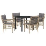 vidaXL Ensemble de salle à manger pour jardin 5 Pièces Beige polyrotin