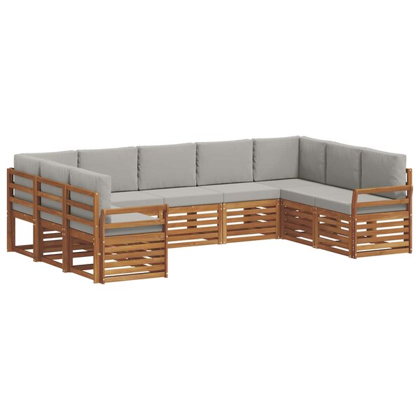 vidaXL Ensemble de canapé d'angle 9 Pièces Gris Naturel et Clair