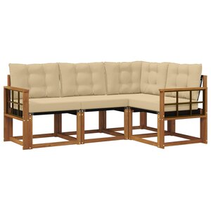 vidaXL Ensemble de canapés d'extérieur 4 pc Naturel et Beige