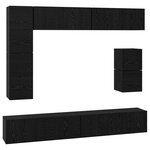 vidaXL Ensemble meuble TV avec étagère Autre avec stockage 8 Pièces Chêne noir