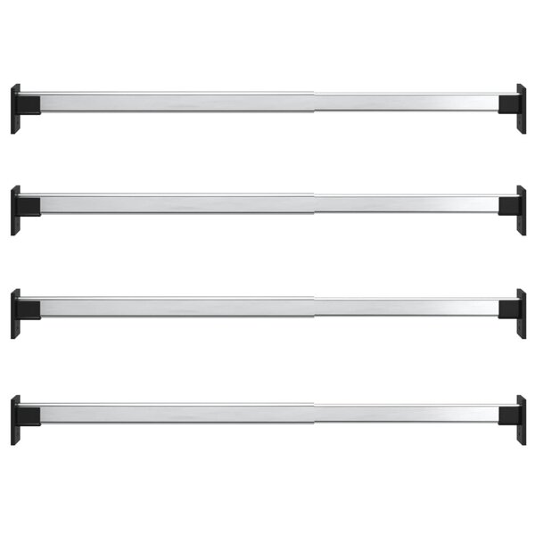 vidaXL Rails de garde-robe télescopiques 4 Pièces Argenté 58-100 cm