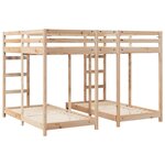 vidaXL Cadre de lit superposé triple Marron 160 x 200 cm Pin massif