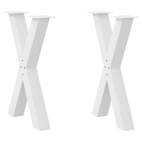 vidaXL Pieds de table à manger en forme de X  2 pièces  blanc  60 x (72-73) cm  acier