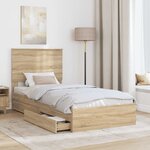 vidaXL Lit de Rangement Chêne Sonoma 90 x 200 cm Bois d'ingénierie