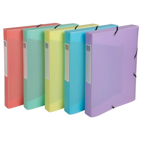 Boite De Classement Exabox Dos 40mm Polypropylène 7/10e Chromaline Pastel - A4 - Couleurs Assorties - Exacompta