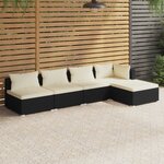 vidaXL Salon de jardin 5 Pièces avec coussins Résine tressée Noir