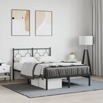 vidaXL Cadre de lit métal sans matelas avec tête de lit noir 120x190cm