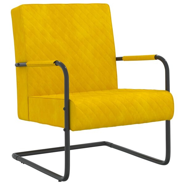 vidaXL Chaise cantilever Jaune moutarde Velours