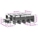 vidaXL Ensemble à manger de jardin 13 Pièces coussins noir résine tressée