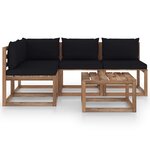 vidaXL Salon de jardin 5 Pièces avec coussins noir