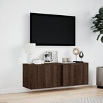 vidaXL Meuble TV mural avec lumières LED chêne marron 100x31x35 cm