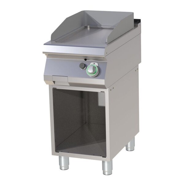 Plancha gaz sur meuble plaque lisse - 7 kw -  - chromé 400x730x900mm