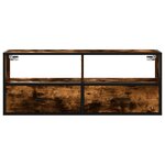 vidaXL Meuble TV chêne fumé 100x31x39 5 cm bois d'ingénierie et métal
