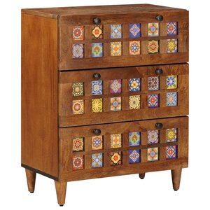 vidaXL Buffet Noyer 60 x 33 x 75 cm Bois de mangue massif