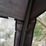 Balancelle de jardin convertible 3 places grand confort : matelas assise dossier  moustiquaire intégrale zippée avec toit   pochette rangement métal époxy polyester gris