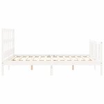 vidaXL Cadre de lit avec tête de lit blanc King Size bois massif