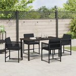 vidaXL Ensemble de salle à manger de jardin 5 pièces avec coussins en polyrotin noir