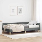 vidaXL Cadre de lit d'angle avec matelas avec matelas 2 Pièces Gris tissu