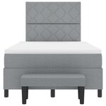 vidaXL Lit à ressorts avec matelas et banc gris clair 120x190 cm en tissu
