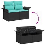 vidaXL Ensemble de canapé de jardin 5 Pièces Noir et turquoise