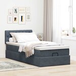 vidaXL Cadre de lit ottoman avec matelas gris foncé 90x190 cm velours