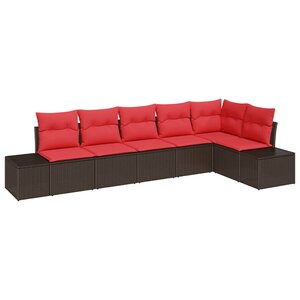 vidaXL Ensemble de canapé de jardin 6 Pièces Marron polyrotin