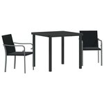 vidaXL Ensemble de salle à manger pour jardin 3 Pièces Noir Poly rotin