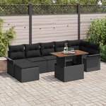 vidaXL Ensemble de canapé de jardin avec coussin 8 Pièces Noir