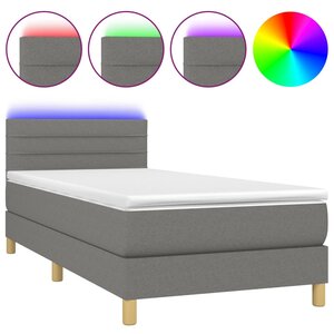 vidaXL Sommier à lattes de lit avec matelas et LED Gris foncé 80x200cm
