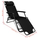 vidaXL Chaise de jardin Noir tissu