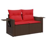 vidaXL Salon de jardin avec coussins 6 Pièces marron résine tressée