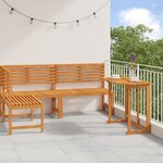 Set de bistro de jardin 3 pièces en bois massif d'acacia