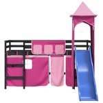 vidaXL Lit mezzanine enfants avec tour sans matelas rose 90x190 cm