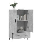vidaXL Buffet haut gris béton 69 5x31x115 cm bois d'ingénierie