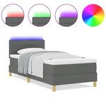 vidaXL Lit avec sommier & matelas LED gris foncé 100x200 cm tissu