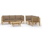 vidaXL Salon de jardin 6 Pièces avec coussins taupe bambou
