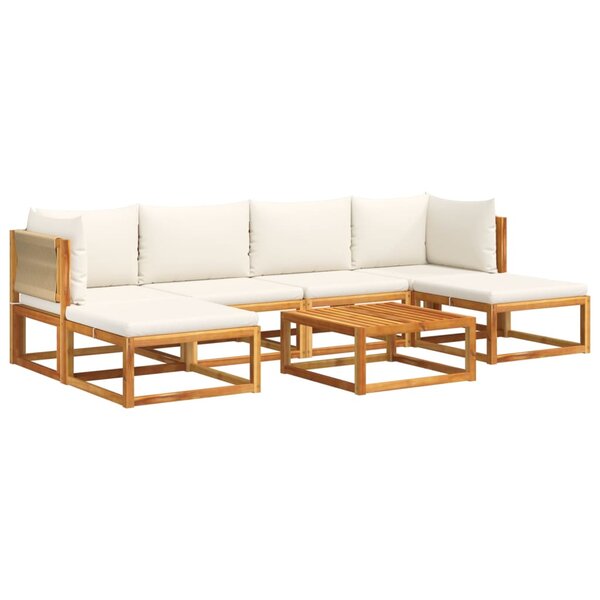 vidaXL Ensemble de canapés de jardin 7 pièces avec coussins  bois d'acacia et corde