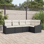 vidaXL Ensemble de salle à manger pour jardin 5 Pièces Noir  Crème
