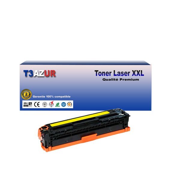 T3AZUR - Toner compatible avec HP Color LaserJet Pro M255dw  M255nw  W2212X (207X) Jaune avec puce