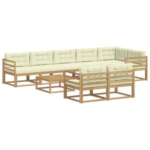 vidaXL Ensemble de canapés d'extérieur 9 Pièces Blanc et crème