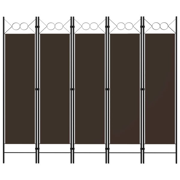 vidaXL Cloison de séparation 5 panneaux Marron 200x180 cm