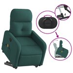 vidaXL Fauteuil inclinable de massage Vert foncé Tissu