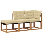 vidaXL Canapés modulaires d'extérieur 3 Pièce Naturel et Beige